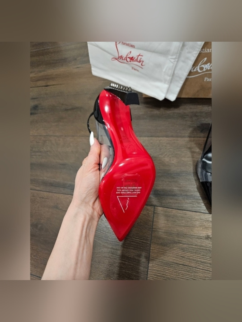 CHRISTIAN LOUBOUTIN Debout Condora 100 PVC Patent Pumps 40 NWT Black - Picture 10 of 12